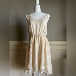 DIVIDED by H&M Cream Sleeveless Lace high low Dress with back Zipper Size 10
